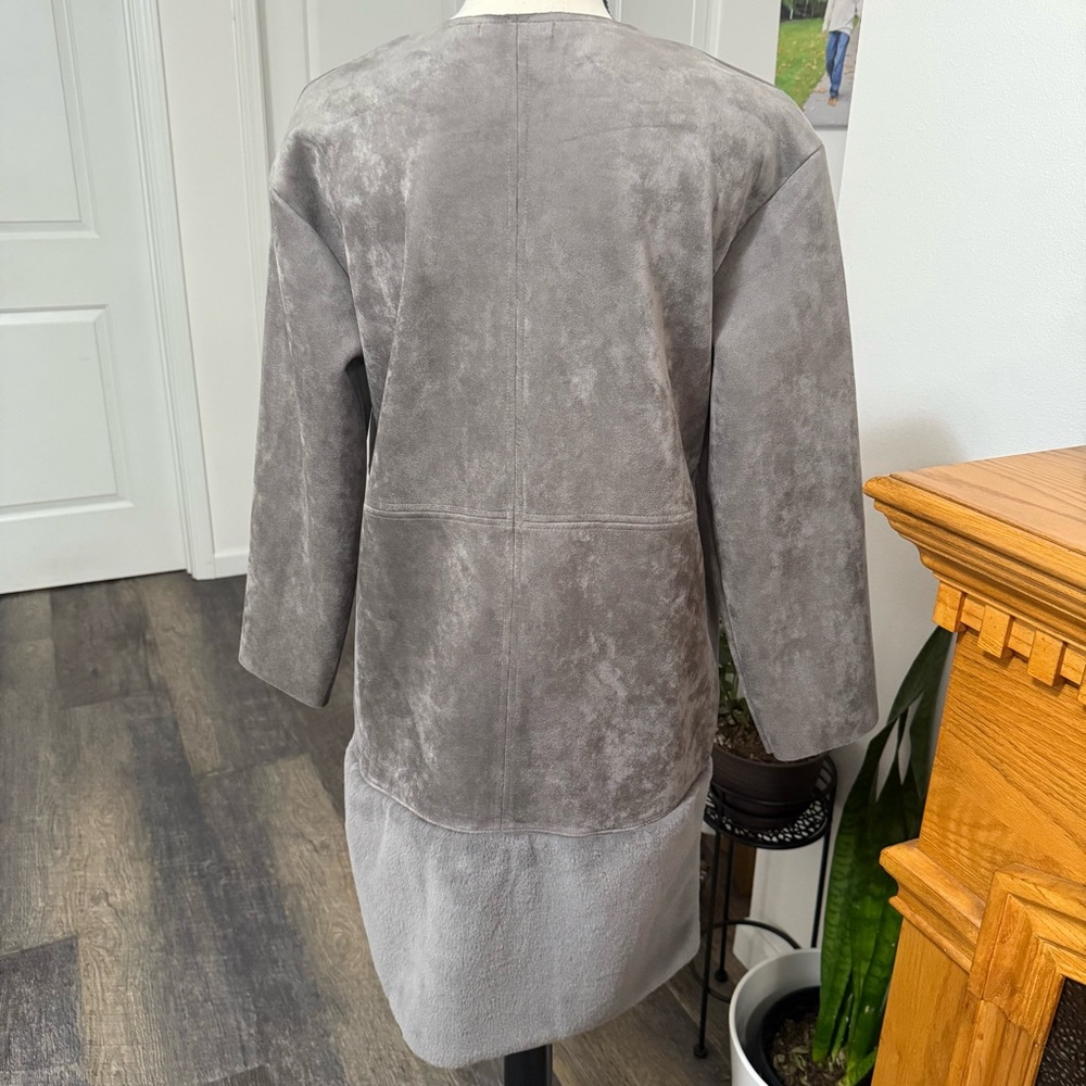 Zara jacket faux suede fur gray small preowned - Picture 5 of 12